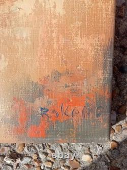 Old Painting Balinese School Women Stretching Laundry Oil on Canvas Signed