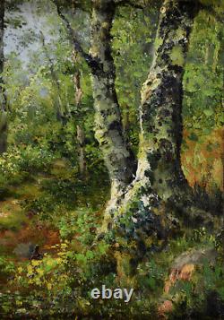 Old Painting, Barbizon School 19th Century. Underbrush