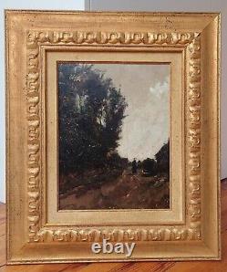 Old Painting, Barbizon School, Animated Landscape, Oil on Panel, 19th Century Period