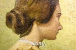 Old Painting Beautiful Portrait Of Post-impressionism Woman Signed At The End Of 19th Century