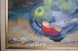 Old Painting By Gérard Boulfray Still Life With Apples Oil On Canvas