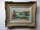 Old Painting By Henry Buron Harbor Scene Oil On Canvas 25 Cm X 33 Cm Sbd
