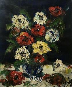 Old Painting By Henry D'anty, Bouquet De Fleurs, Oil On Canvas, 20th Century