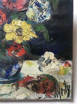 Old Painting By Henry D'anty, Bouquet De Fleurs, Oil On Canvas, 20th Century