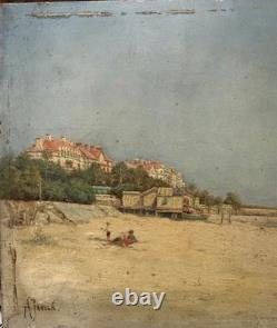 Old Painting Cannes Croisette Théophile Jaouen 1890 Impressionist