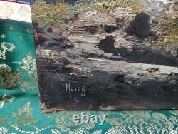 Old Painting Canvas Oil School of Barbizon Mountain Levigne Godchaux 19th Century