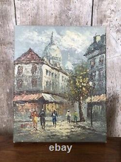 Old Painting Caroline BURNETT View of Paris Sacré Cour Oil on Canvas #A719
