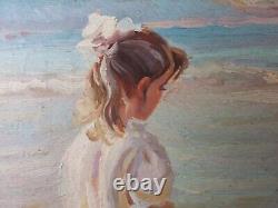 Old Painting Children at the Beach Oil Painting Impressionism