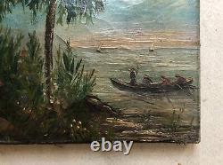 Old Painting, Exotic Marine, Southeast Asia Oil on Canvas Late 19th Century