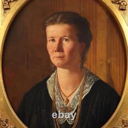 Old Painting, Female Portrait, Oil on Canvas, Italy, 19th Century, Original