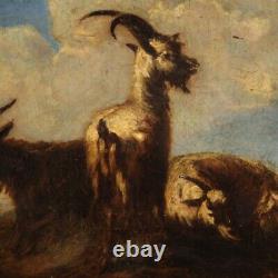 Old Painting Goats Painting Sheep Landscape Oil On Canvas 18th Century