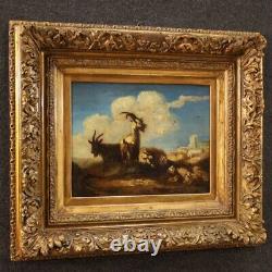 Old Painting Goats Painting Sheep Landscape Oil On Canvas 18th Century