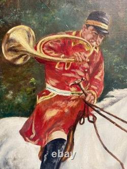 Old Painting HST Hunting Scene Fox Hunting Late 19th Century