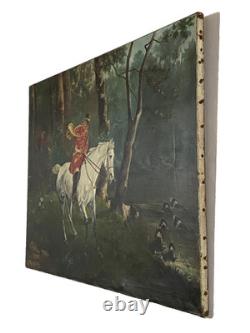 Old Painting HST Hunting Scene Fox Hunting Late 19th Century