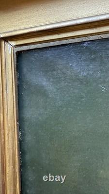 Old Painting HST Portrait of a Woman with Brooch in XIX Frame Oil on Canvas