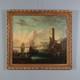 Old Painting, Harbor Scene, Oil On Canvas, France, 18th Century, Original