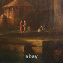 Old Painting, Harbor Scene, Oil on Canvas, France, 18th Century, Original