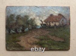 Old Painting, House in a Landscape, Oil on Panel, Painting, Early 20th Century
