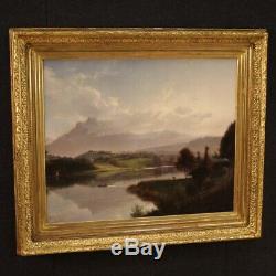 Old Painting Landscape Oil Painting Signed 800 19th Century Framework