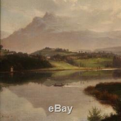 Old Painting Landscape Oil Painting Signed 800 19th Century Framework