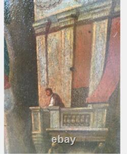 Old Painting. Large Oil on Metal Early 19th Century. Cathedral of Antwerp