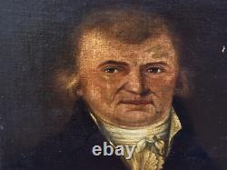 Old Painting. Man Portrait. Oil on canvas signed. 19th Century style.