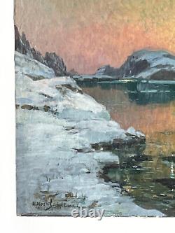Old Painting Mountain Oil on Canvas Alexandre Nozal 1852-1929 Lake of the Seven L