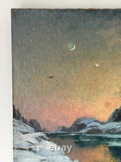 Old Painting Mountain Oil on Canvas Alexandre Nozal 1852-1929 Lake of the Seven L
