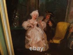 Old Painting Oil French School Genre Scene Rococo Louis XV 19th Century