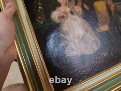 Old Painting Oil French School Genre Scene Rococo Louis XV 19th Century