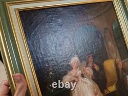 Old Painting Oil French School Genre Scene Rococo Louis XV 19th Century