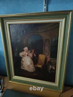 Old Painting Oil French School Genre Scene Rococo Louis XV 19th Century