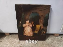 Old Painting Oil French School Genre Scene Rococo Louis XV 19th Century