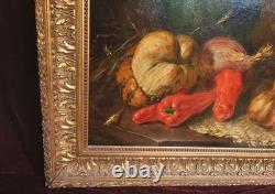 Old Painting Oil HST French School Fruit Vegetable Golden Frame 19th 19
