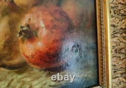 Old Painting Oil HST French School Fruit Vegetable Golden Frame 19th 19