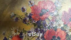 Old Painting Oil On Canvas Bouquet Flowers Signed Pierre Sorel 1950 Wooden Frame