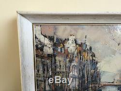 Old Painting Oil On Canvas David Stansky (1930-1970) View Bruges