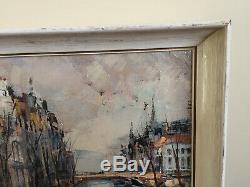 Old Painting Oil On Canvas David Stansky (1930-1970) View Bruges