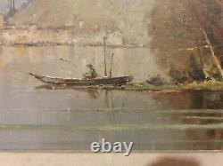 Old Painting, Oil On Canvas, Fisherman, Signed And Framed