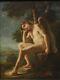 Old Painting / Oil On Canvas Not Signed Cupid Framed Italian School