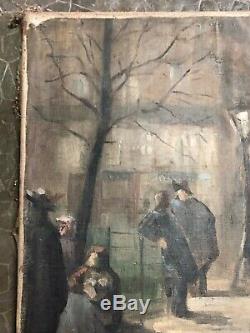 Old Painting Oil On Canvas Parisian Boulevard Begin 20th 20th Paris