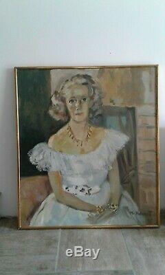 Old Painting Oil On Canvas Portrait By Marie Madeleine Ozeray Howet