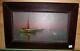 Old Painting Oil On Canvas Signed With Navy Boats Contemporary Painting