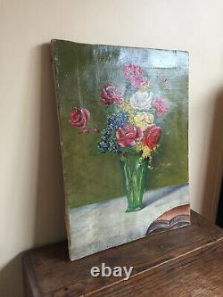 Old Painting Oil On Canvas V Varinghien (xixe-s) Still Life With Flowers