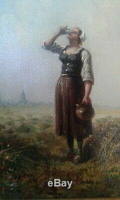 Old Painting Oil On Canvas Woman 1894 / Old Painting 19 Th