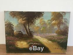 Old Painting Oil On Canvas Yi (xx-ies) Landscape