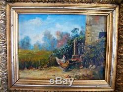 Old Painting Oil On Panel Hens F. Decléry Twentieth Quoted French School