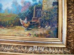 Old Painting Oil On Panel Hens F. Decléry Twentieth Quoted French School