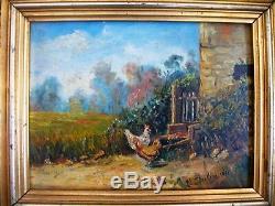 Old Painting Oil On Panel Hens F. Decléry Twentieth Quoted French School