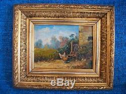 Old Painting Oil On Panel Hens F. Decléry Twentieth Quoted French School